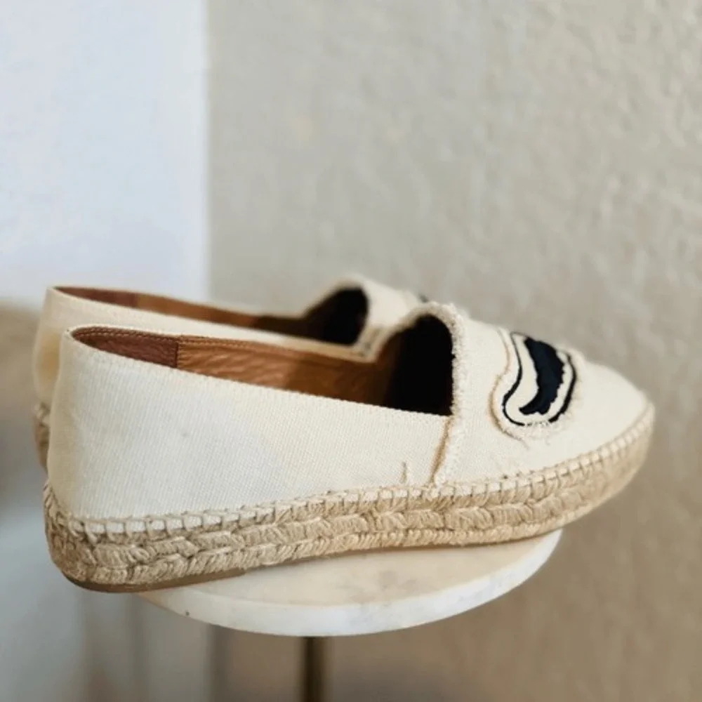 Zadig & Voltaire Canvas Espadrille‎ Slip on Flat, Cream/Black, Size 11, NWOT - Picture 5 of 16